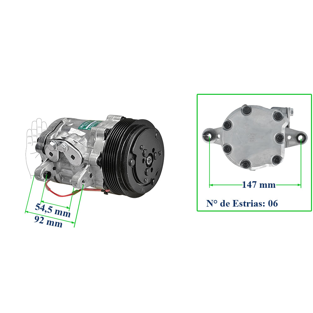 Compressor Ar Condicionado 12V 7B10 6PK Universal