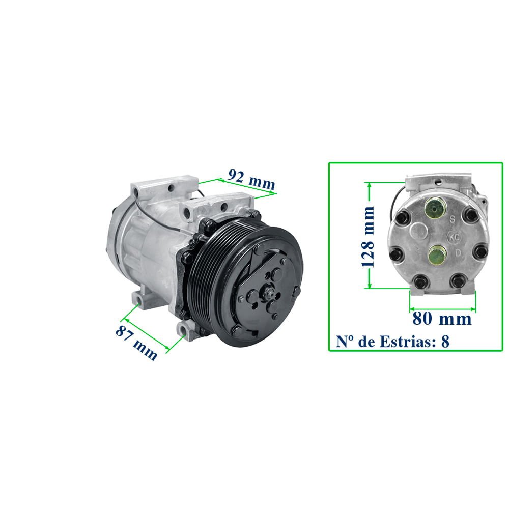 Compressor Ar Condicionado 7H15 12V 8PK Universal