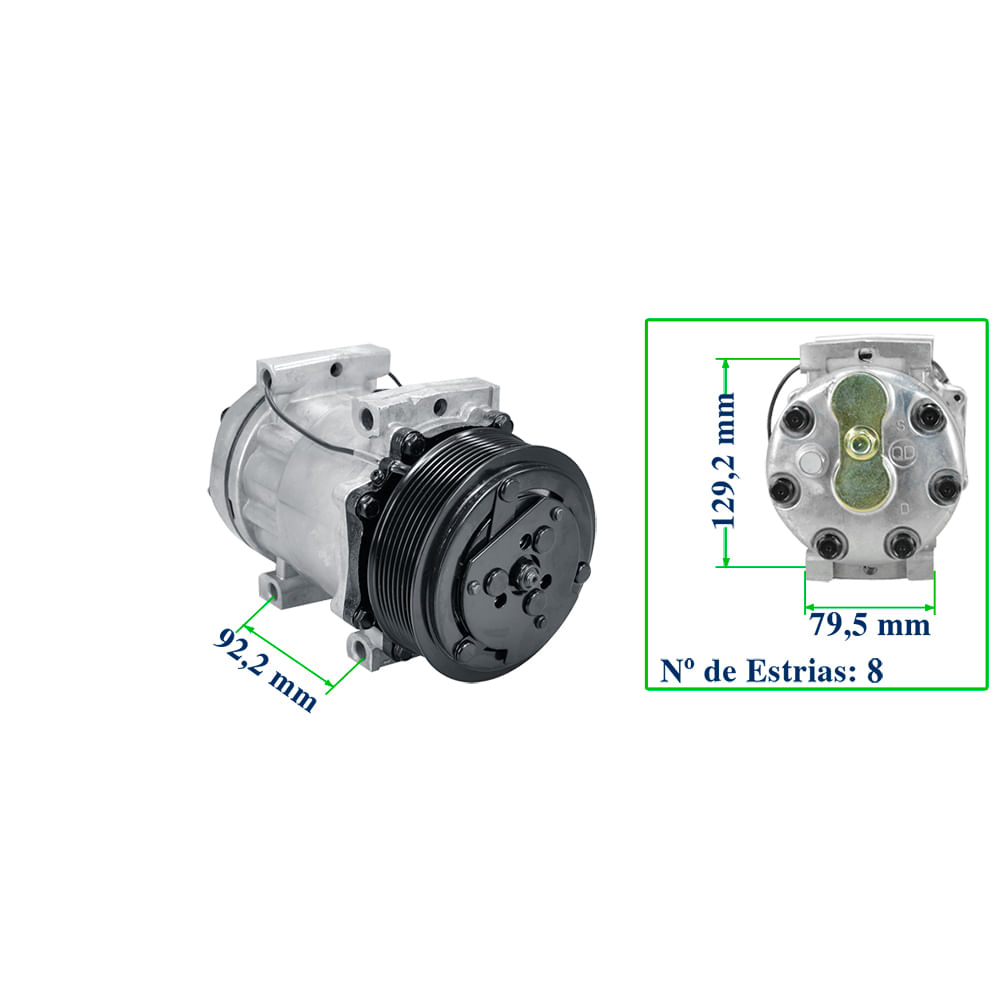 Compressor Ar Condicionado 12V 7H15 8PK Universal