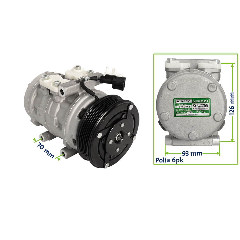 Compressor Ar Condicionado 12V 10P15 6PK F250 Com Motor MWM