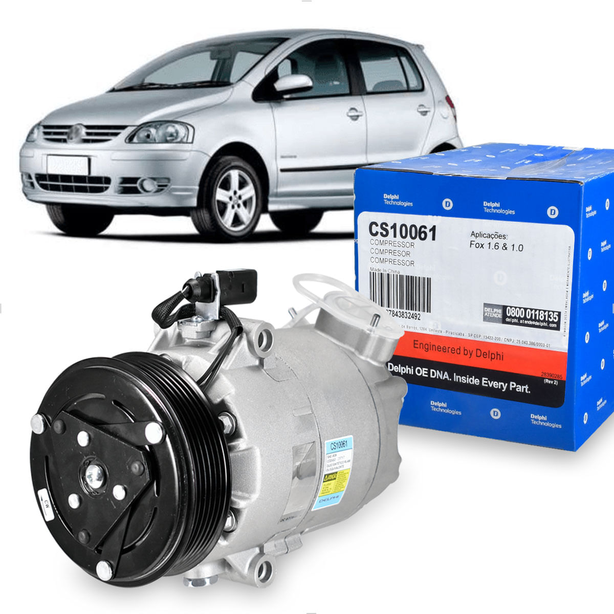 Compressor Ar VW Fox 1.0 1.6 2003 até 2010 - CS10061
