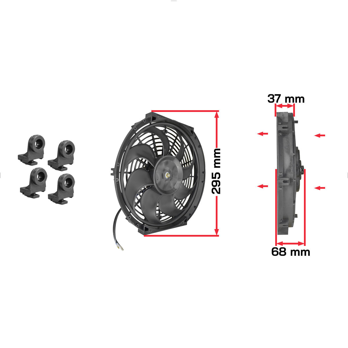 Eletroventilador 12V 77W Universal 12" Aspirante