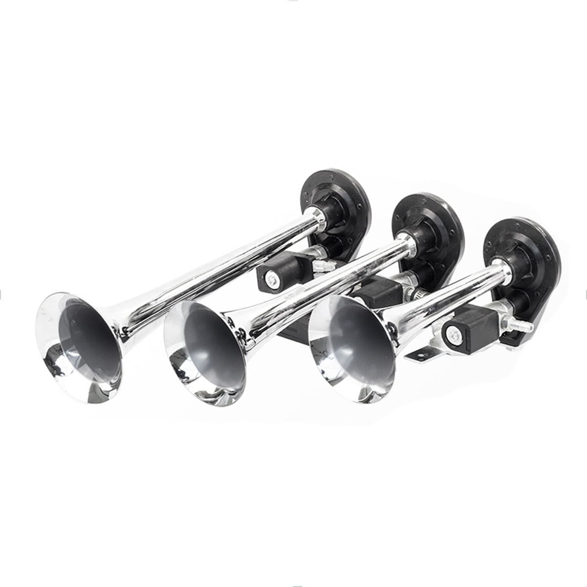 Buzina Ar 3 Cornetas Toque Alternado 12V/24V Cromada