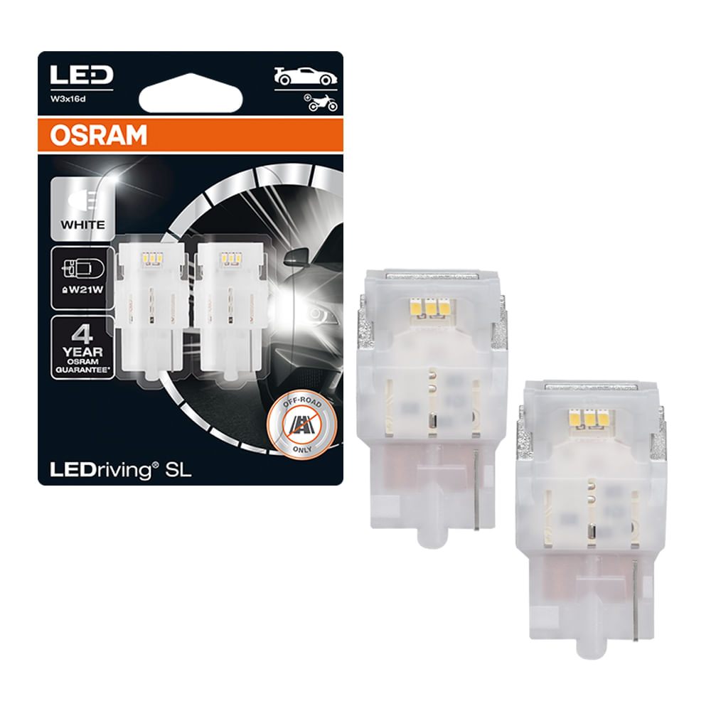 Lâmpada LED Super Pingão W21W 6000K 12V 1.4W Luz Branca - LEDriving 7505DWP