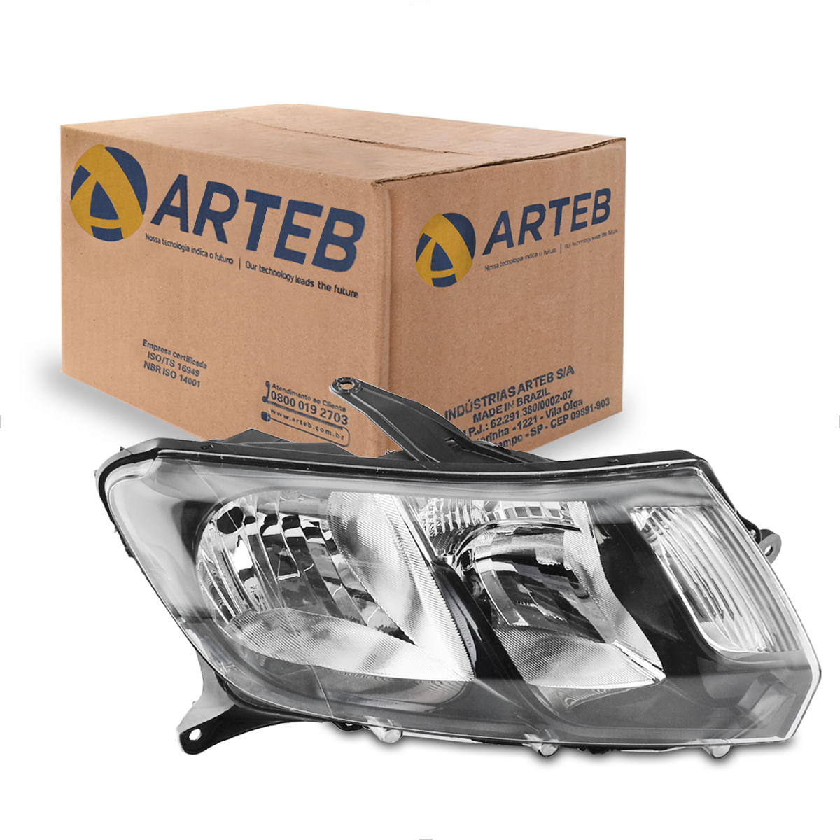 Farol Renault Sandero Stepway 2014 até 2019 Máscara Negra Friso Preto