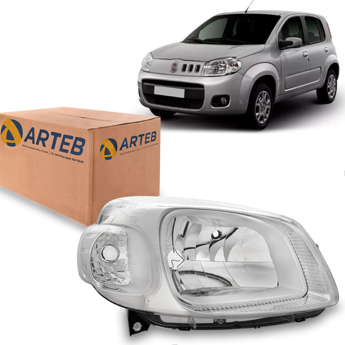 Farol Fiat Uno 2010 até 2016 Fiorino 2013 até 2021