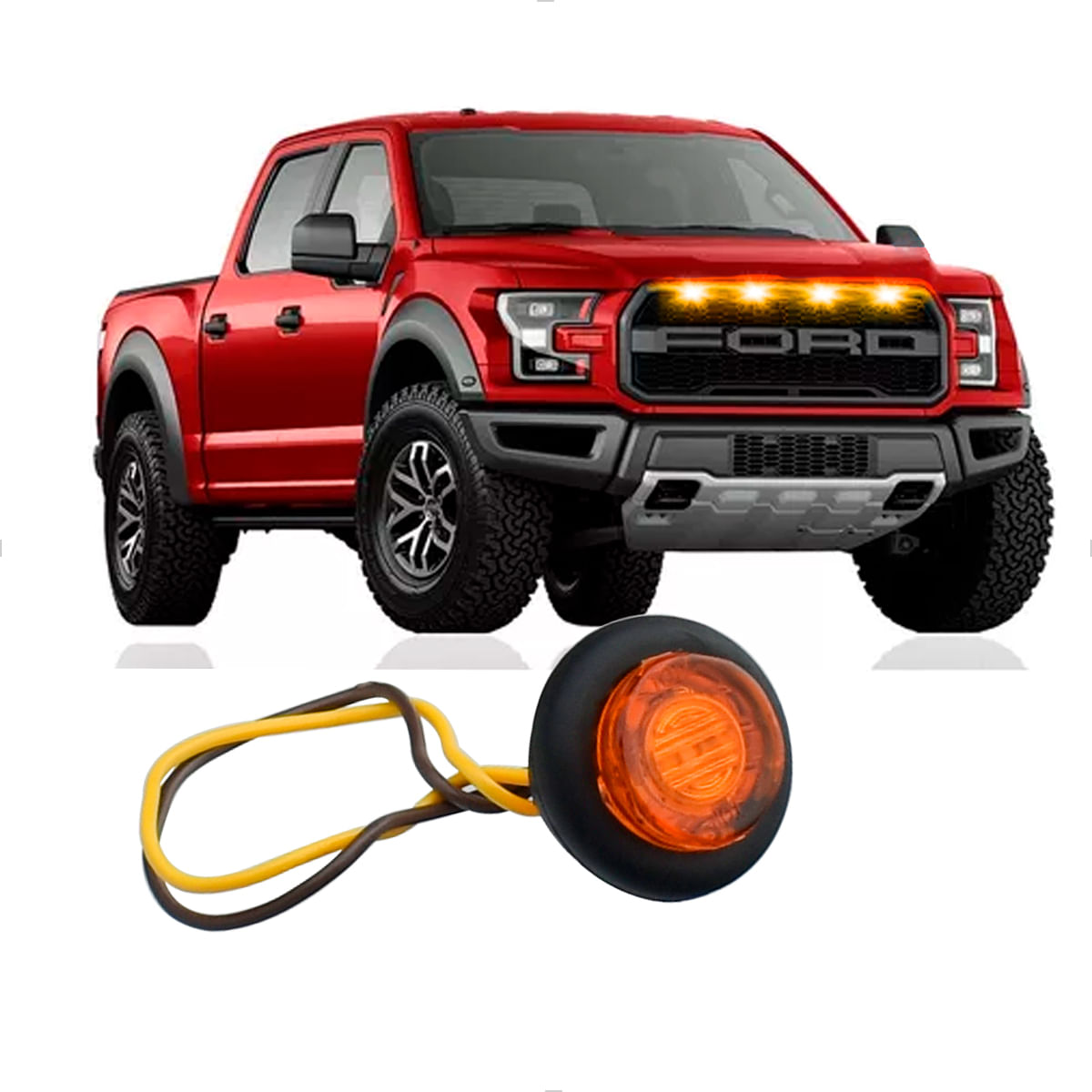 Lanterna LED Grade Camionetes Silverado F1000 Universal Amarela