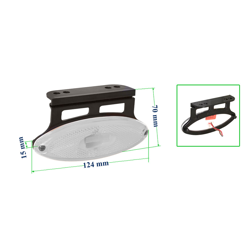 Lanterna Lateral LED 24V Universal Oval Cristal - 204324