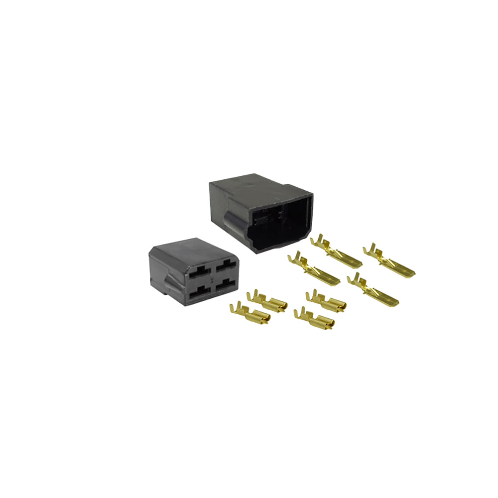 Conector 4 Vias para Terminal 6,3mm Preto - Macho Fêmea