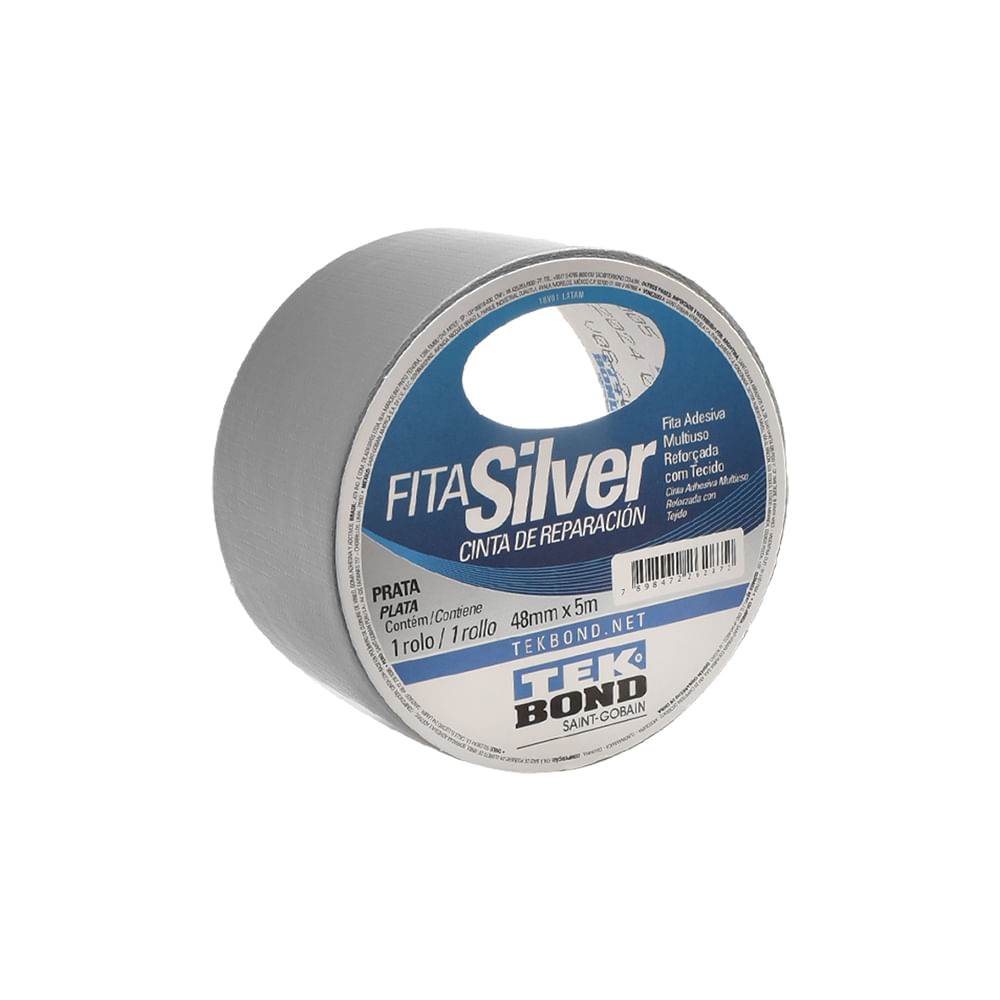 Fita Silver Adesiva Reforçada Prata 5 Metros