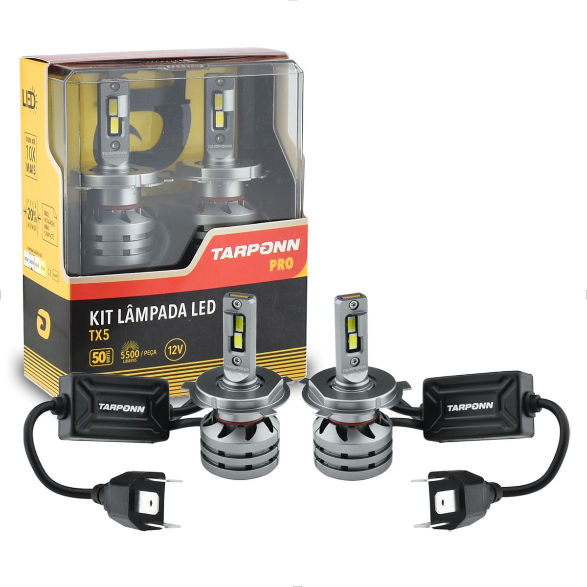 Lâmpada LED H4 6000K 50W 12V COB Com Canbus P14,5S