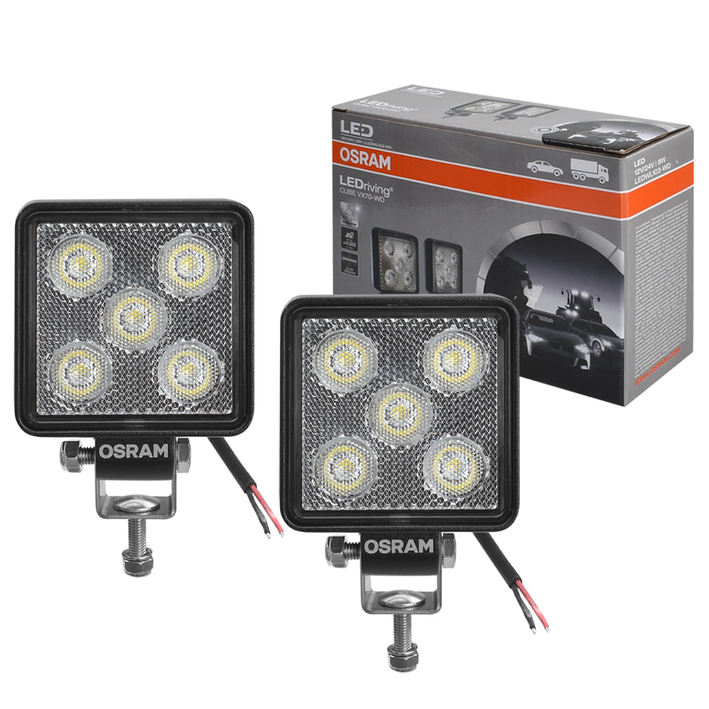 Farol Auxiliar LED Quadrado Branco 8W VX70-WD