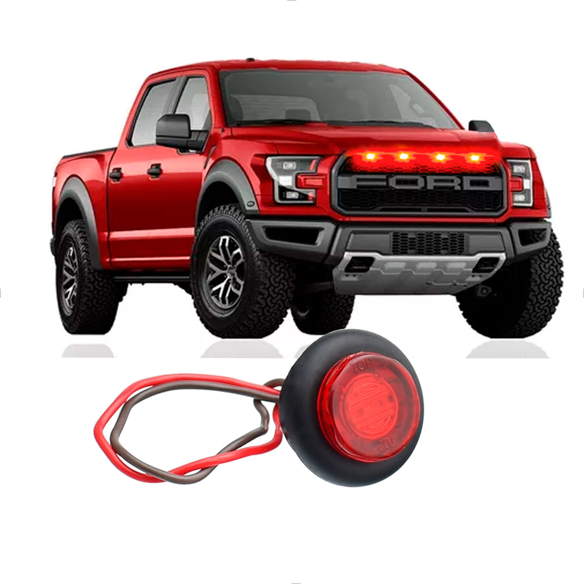 Lanterna LED Grade Camionetes Silverado F1000 Universal Vermelha