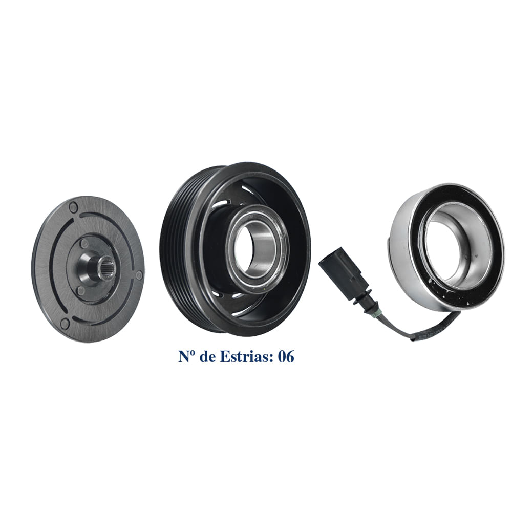 Kit Embreagem Compressor 12V CVC Polia 6PK Fox Polo Crossfox 2003 até 2014