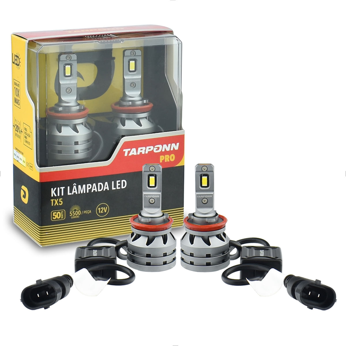 Lâmpada LED H8 H9 H11 H16 6000K 50W 12V Com Canbus CSP
