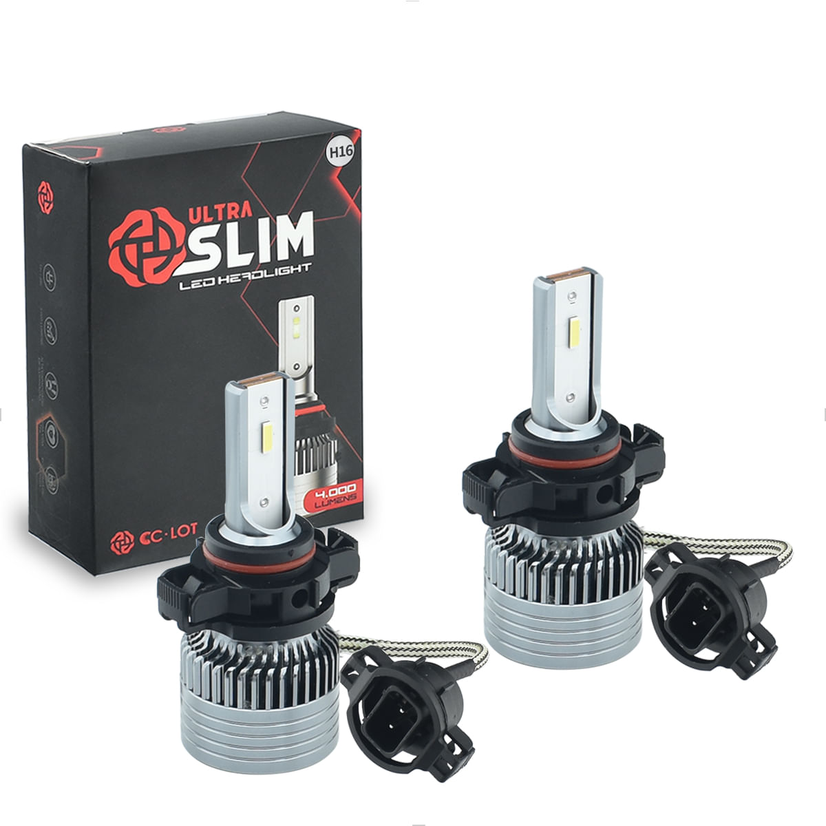 Lâmpada LED H16 PSX24W 6000K 12V 24V 24W Ultra Slim com Canbus Integrado