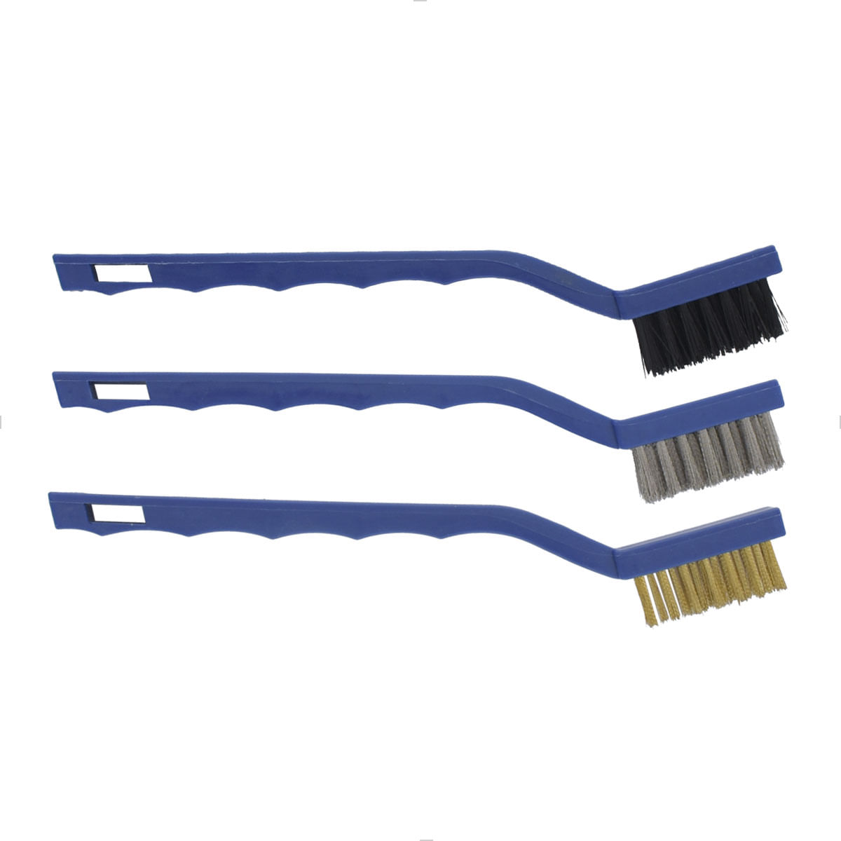 Kit 3 Escovas Detalhamento Nylon, Aço Inoxidável e Latão Dupla Face Vonixx